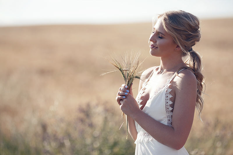 Girl standing in a field